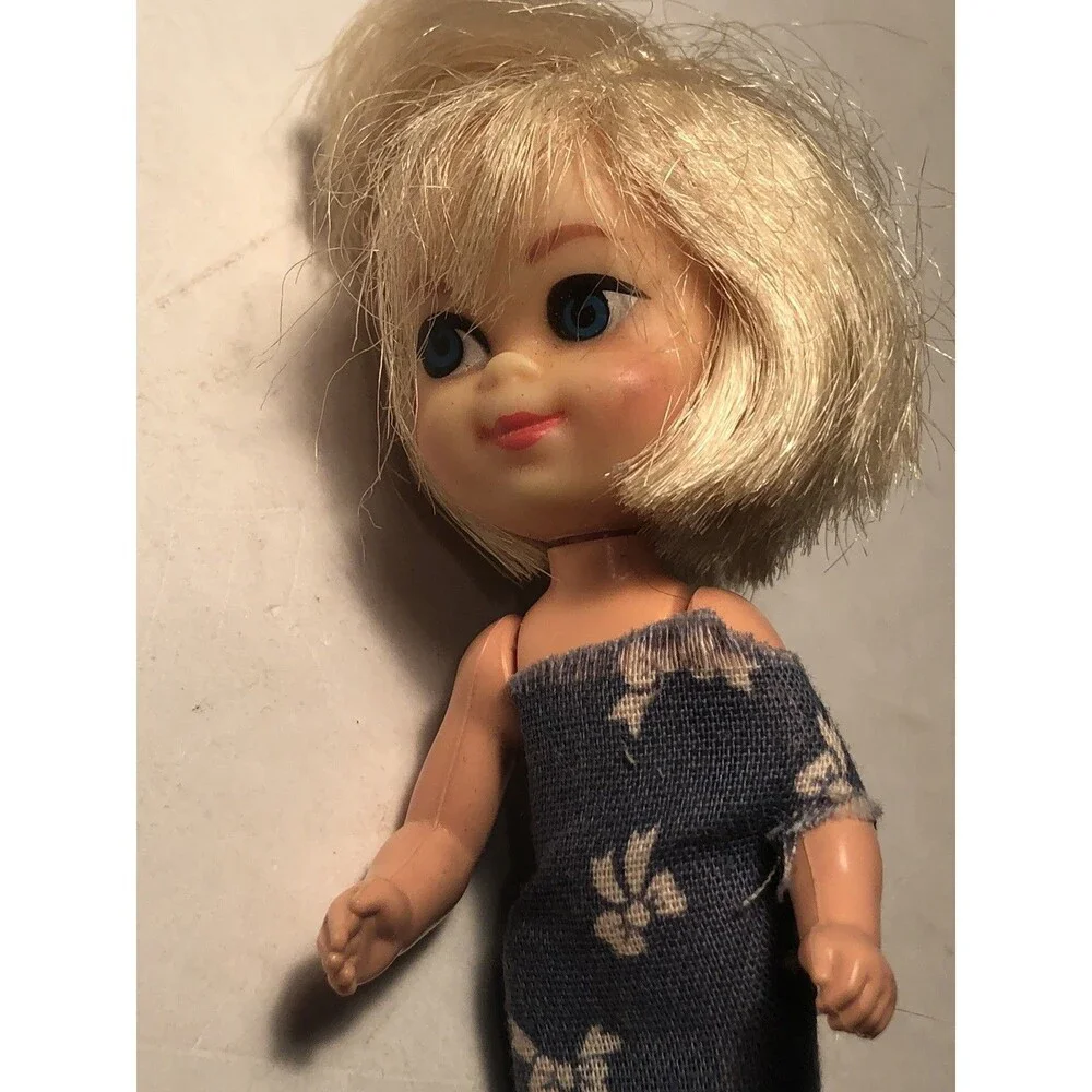 Vintage Mattie Puddle Kiddies Doll 4” Blond 1967 Mexico